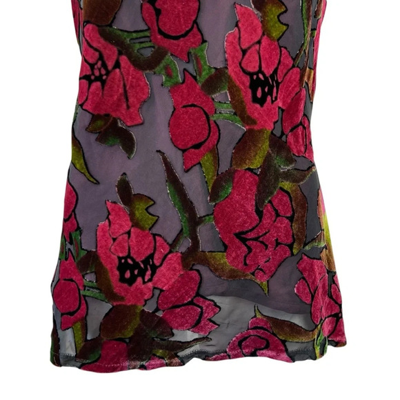 Vintage Bob Mackie Silk Blend Velour Floral Cowl Neck Top - Picture 3 of 10